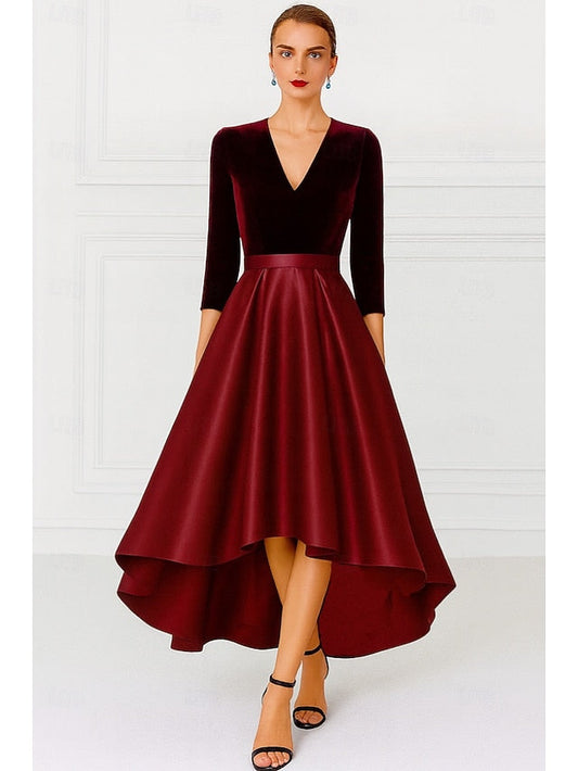 Black Burgundy of A-Line Bride Vintage Mother Elegant the Dress FashionChic