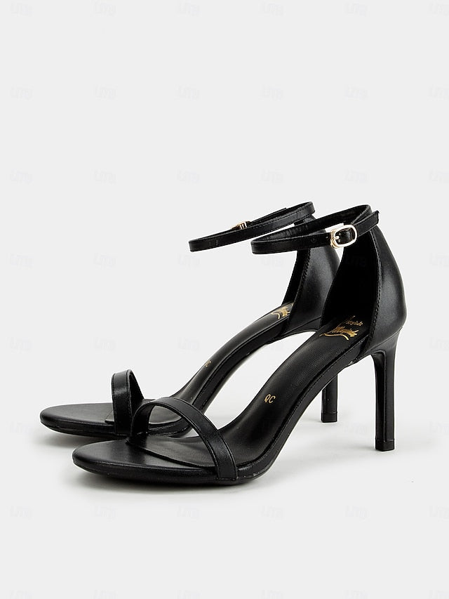 Elegant Sandals Open-Toe Strap for Black Ankle Women - Stiletto FashionChic