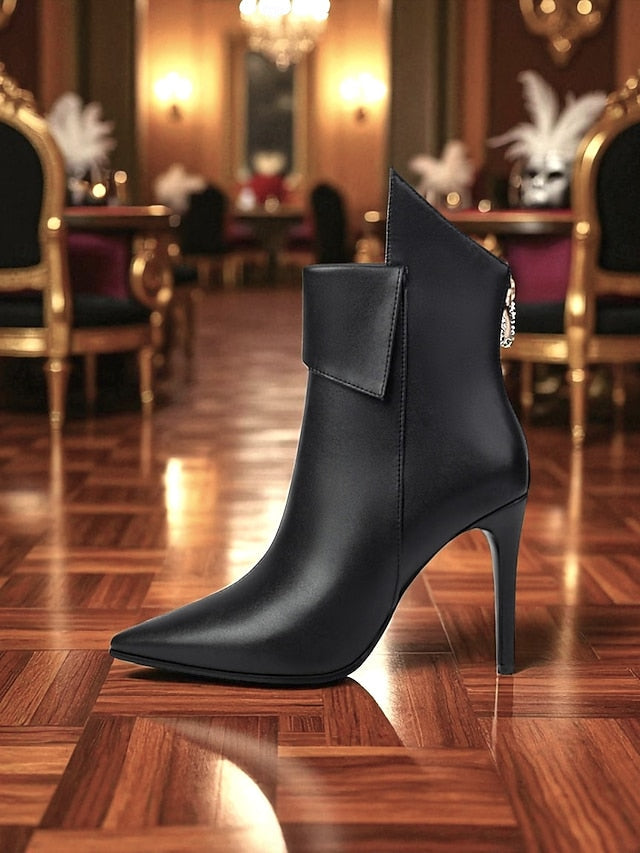 Ankle Pointed Gold Women's Toe - Metallic Boots Stiletto FashionChic