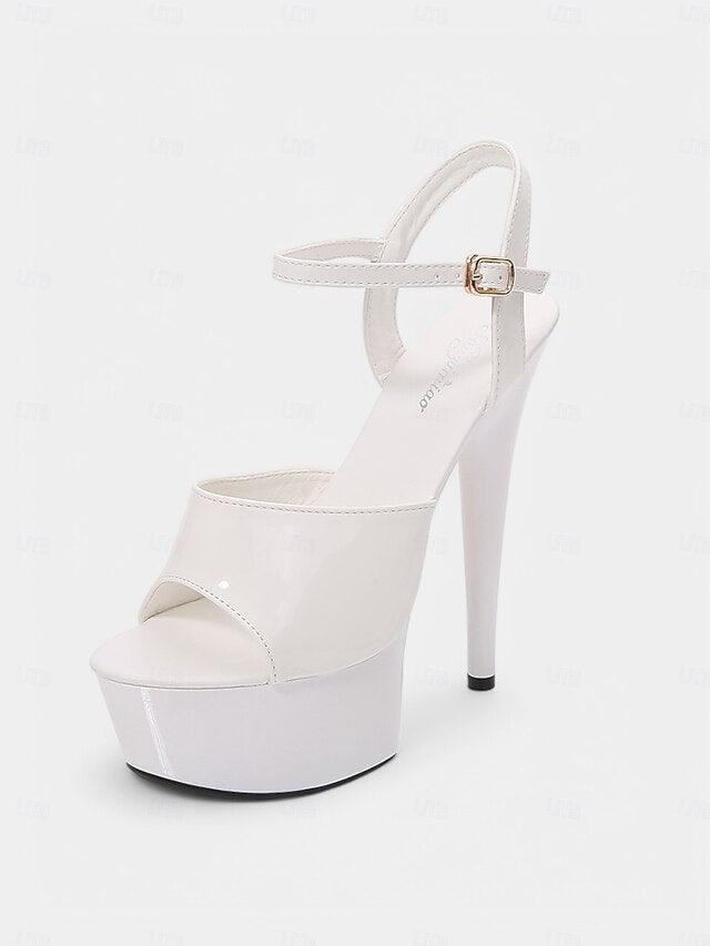 Sandals for - Platform Leather Red Peep Patent Women Toe FashionChic