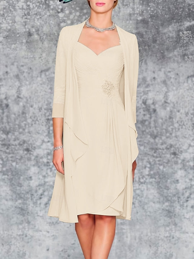 the of Wedding Two Dress Piece Bride Beach Mother Sheath FashionChic
