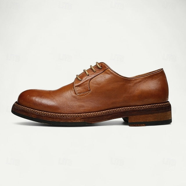 Shoes Welt Derby with Goodyear Leather Tan and Men's Clean FashionChic