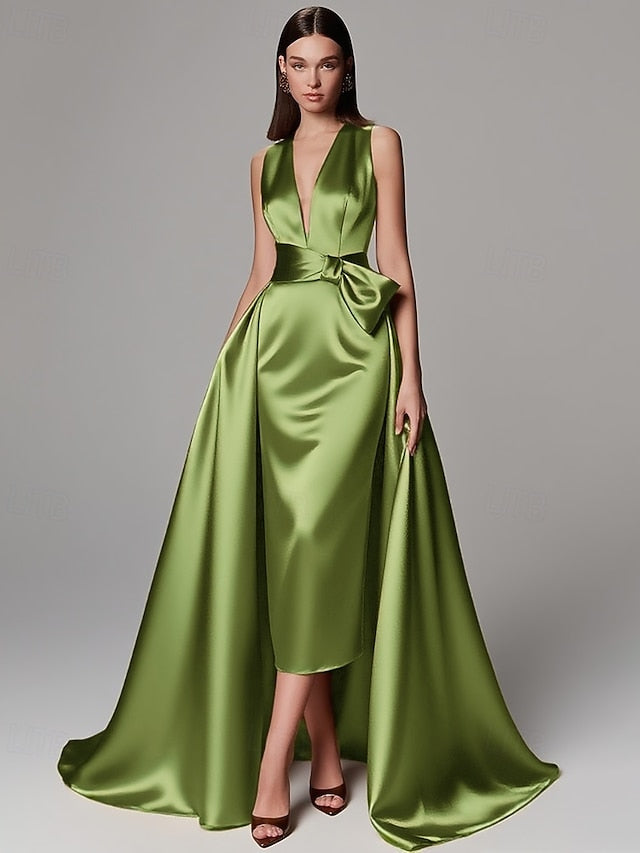 A-Line Formal Floor Evening Wedding Elegant Gold Gown Dress FashionChic