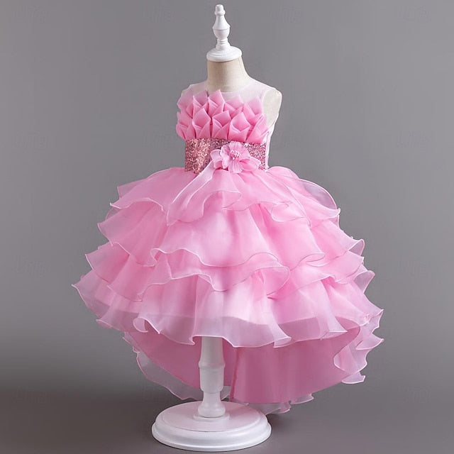 Color Dress Solid Party Sequin Kids Flower Girls' FashionChic