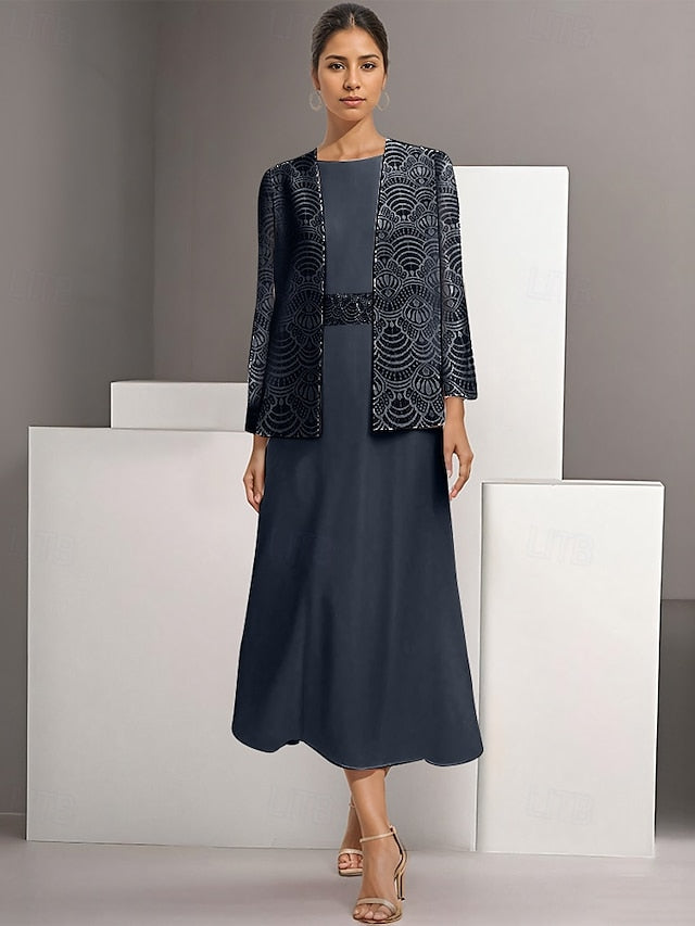 Mother Simple A-Line Piece of Two Casual the Dress Bride Elegant FashionChic