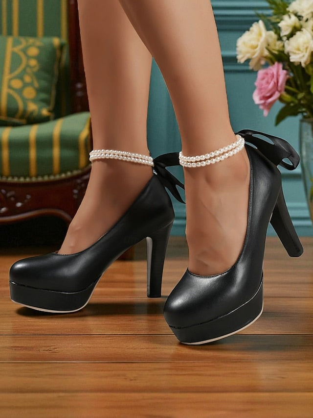 - Platform Women's 1950s Faux Heels Pink Victorian-Style FashionChic