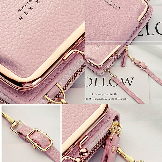 Bag Gold Women's Faux with Frame Leather Black Crossbody FashionChic