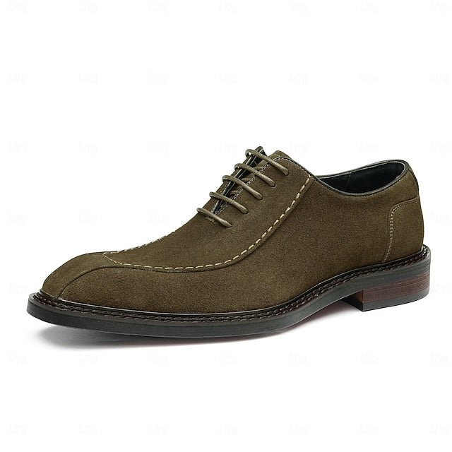 Derby Leather Genuine - Men's Suede Cowhide Classic Shoes FashionChic