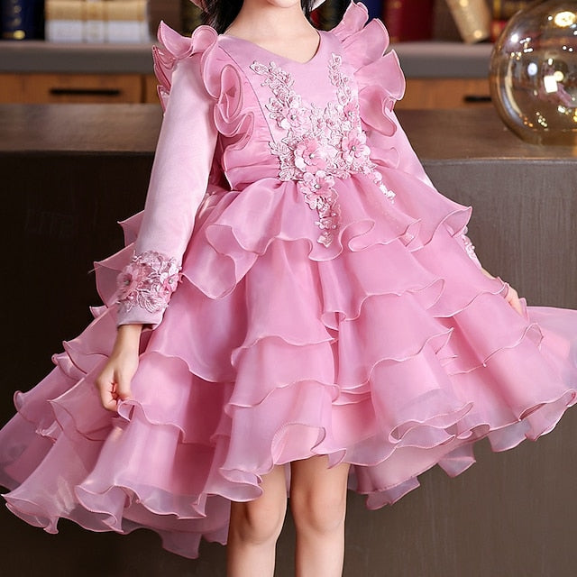 Flower Wedding Kids Long Party Special Girls' Dress Sleeve FashionChic