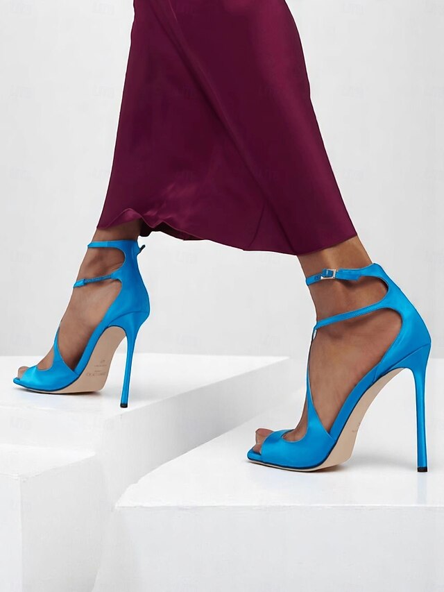 Stiletto Crisscross Heels Elegant - Women's Satin Lavender FashionChic