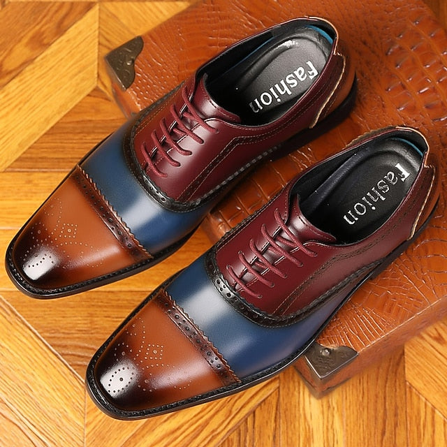 Brogue Black Shoes Brown Men's Faux and – Two-Tone FashionChic