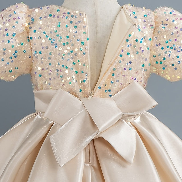 Party Sequin Dress Wedding Short Girls' Toddler Sleeve FashionChic