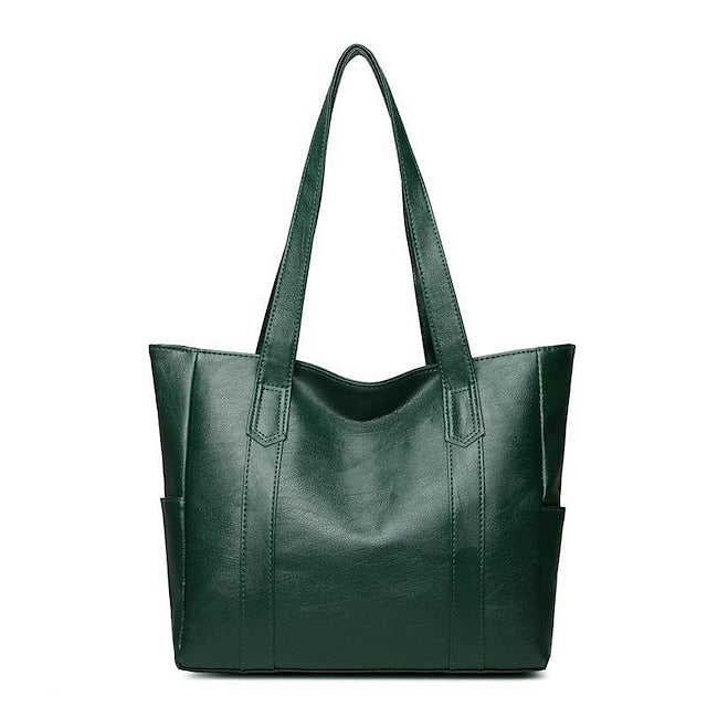 Bag Black – Leather Large Faux Women's Tote Stylish FashionChic