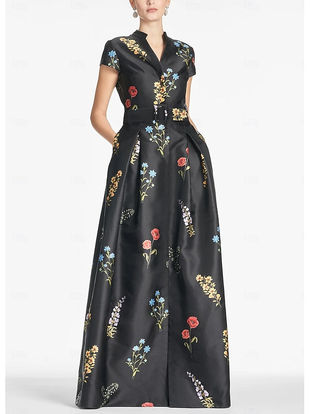 Gown Dress Floor Evening Guest Wedding Split High Formal A-Line FashionChic