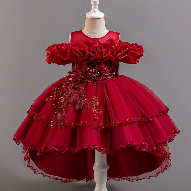 Floral Party Girls' Dress Flower Kids Wedding Short Sleeve FashionChic