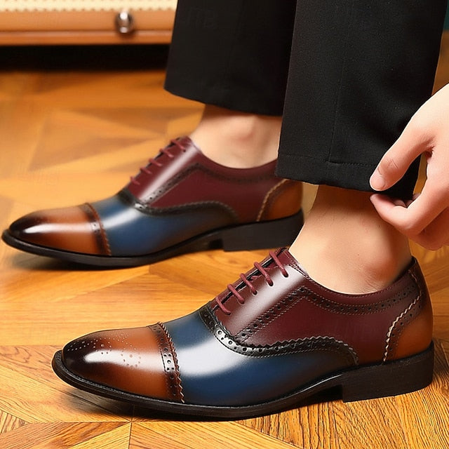 Brogue Black Shoes Brown Men's Faux and – Two-Tone FashionChic