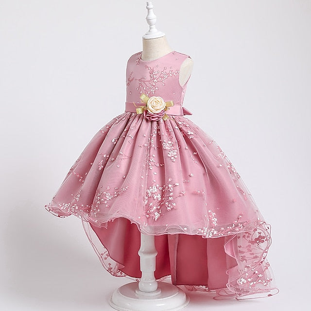 Sleeveless Floral Girls' Kids Solid Dress Wedding Colored FashionChic