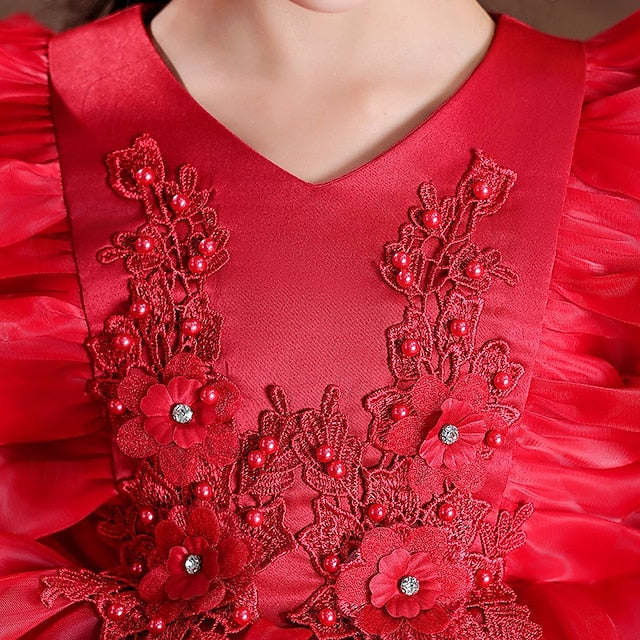 Flower Wedding Kids Long Party Special Girls' Dress Sleeve FashionChic