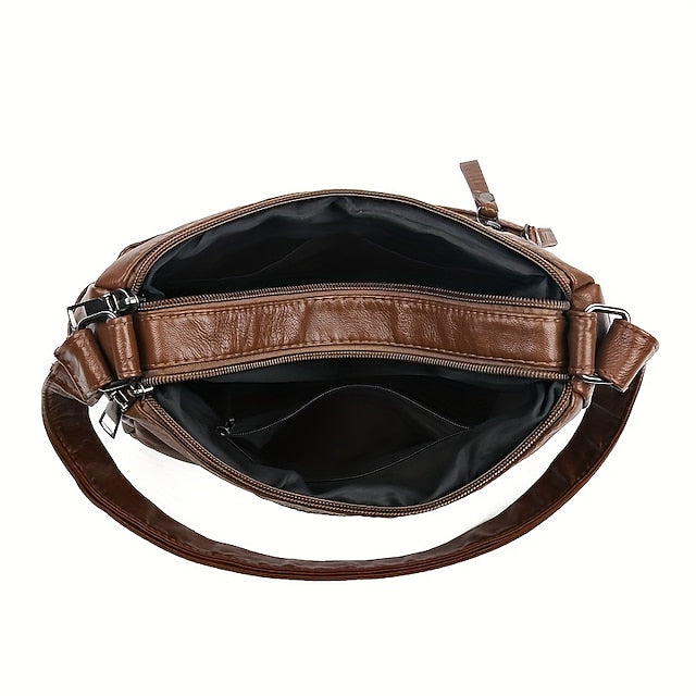 Multiple Crossbody with Vintage Leather Women's Faux Bag FashionChic
