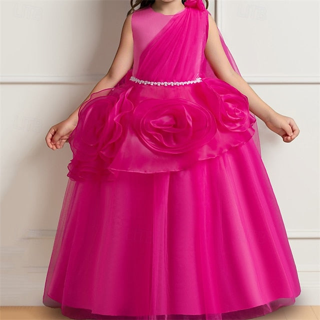 Girls' Party Dress Solid Kids Cosplay Color FashionChic