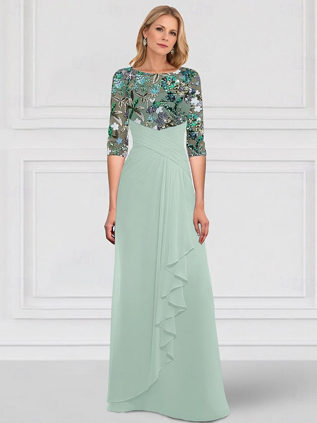 the A-Line SkyBeaded Dress Gown Sparkle of Bride Mother FashionChic