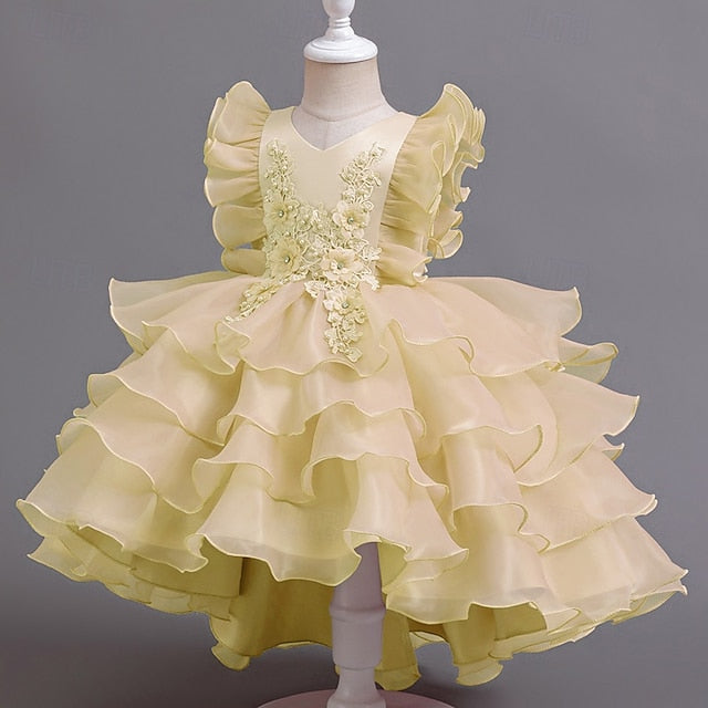 Asymmetrical Party Floral Dress Girls' Kids FashionChic