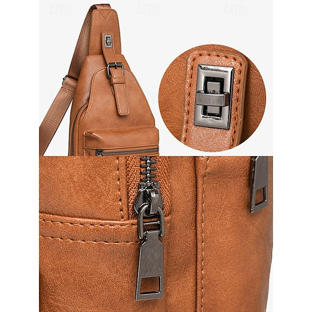 with Sling Faux Brown Bag Women's Leather Crossbody FashionChic