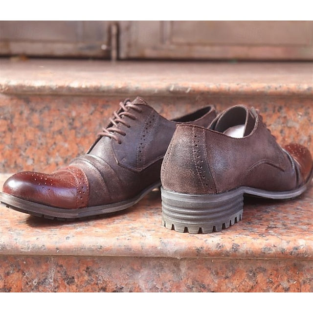 Vintage Genuine Dress Oxford Shoes Leather – Brogue Men's FashionChic