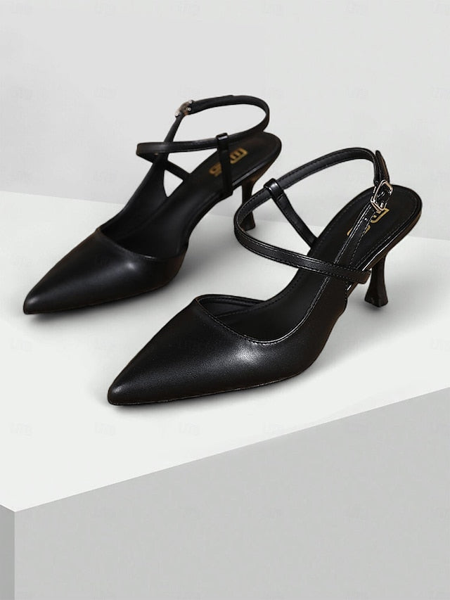 Women's Pumps Kitten Elegant Heel – Slingback Nude FashionChic