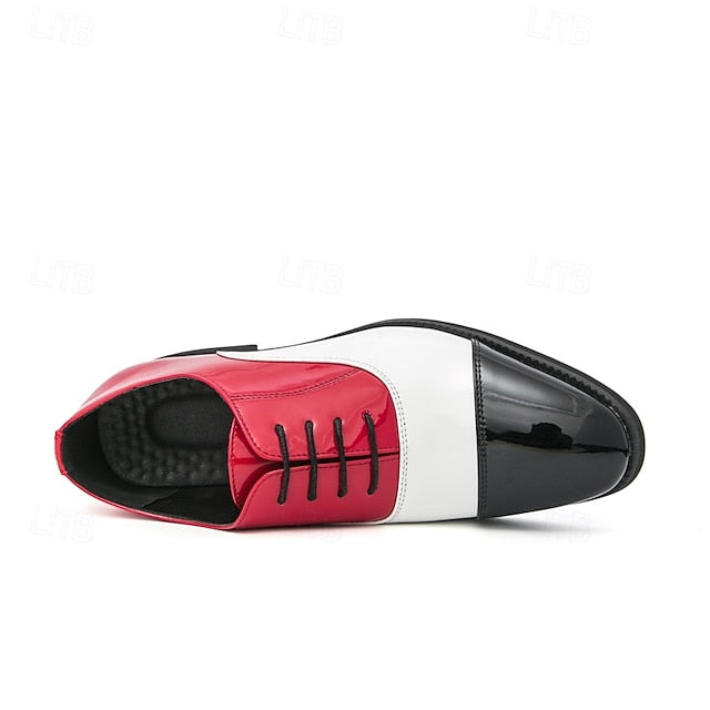 Red and Leather Shoes Patent Men's Oxford – White FashionChic