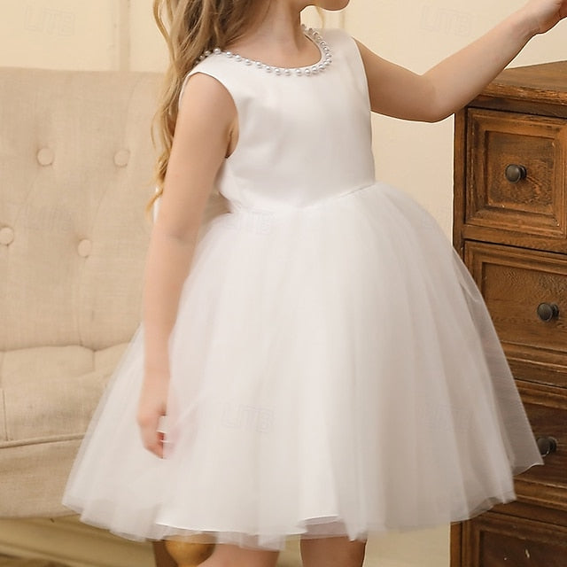 Solid Color Dress Wedding Girls' Kids Party Sleeveless FashionChic