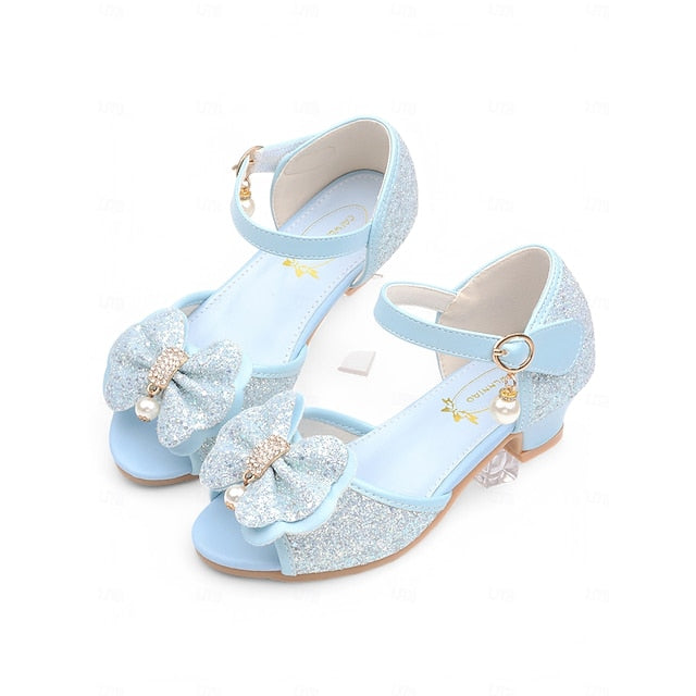 Pearl Purple Accent Sandals Glitter Bow Girls' with FashionChic