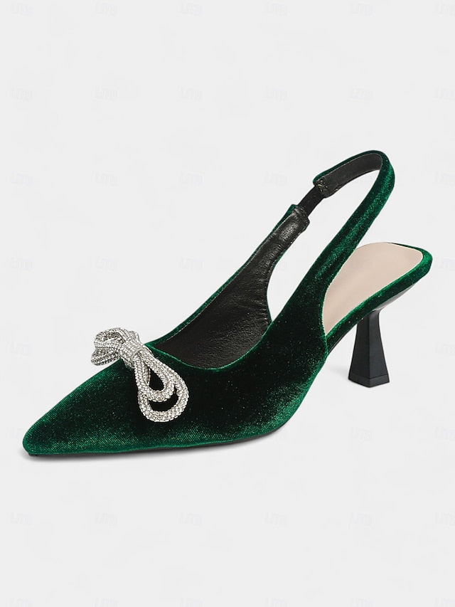 Toe Velvet Heels – Slingback Women's Pointed Cocktail FashionChic