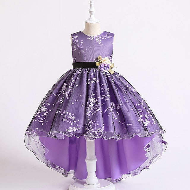 Sleeveless Floral Girls' Kids Solid Dress Wedding Colored FashionChic
