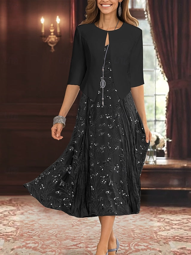 A-Line Bride Two of Piece Elegant the Mother Simple Dress FashionChic