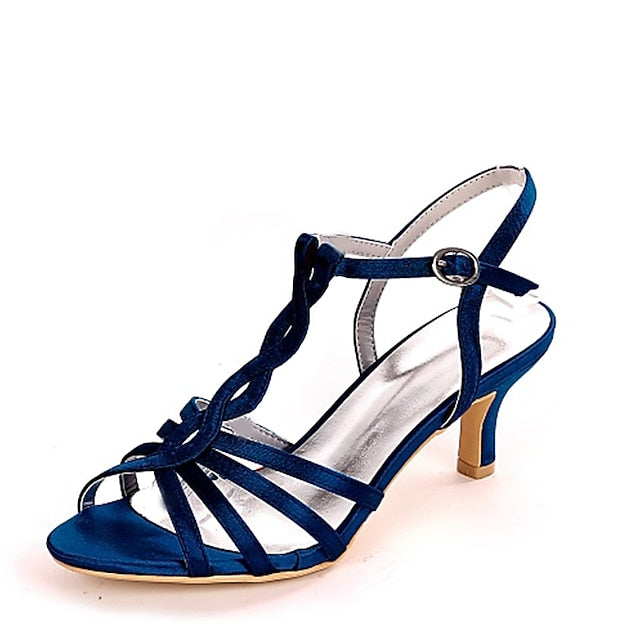 – Mid-Heel Satin Women's Purple Strappy Elegant Sandals FashionChic