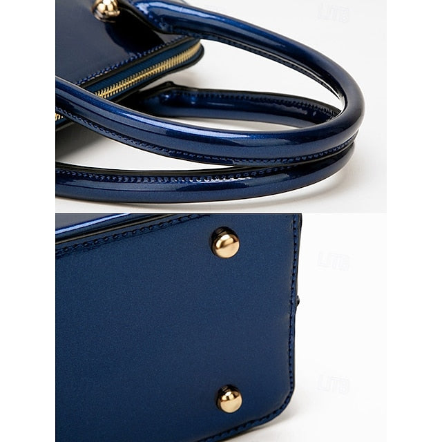 - Patent Green Women's Elegant Bag Shiny Leather Tote FashionChic