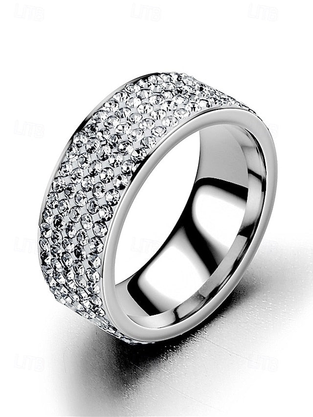 with Pave Band Rings Rhinestone Wide Men's Full FashionChic