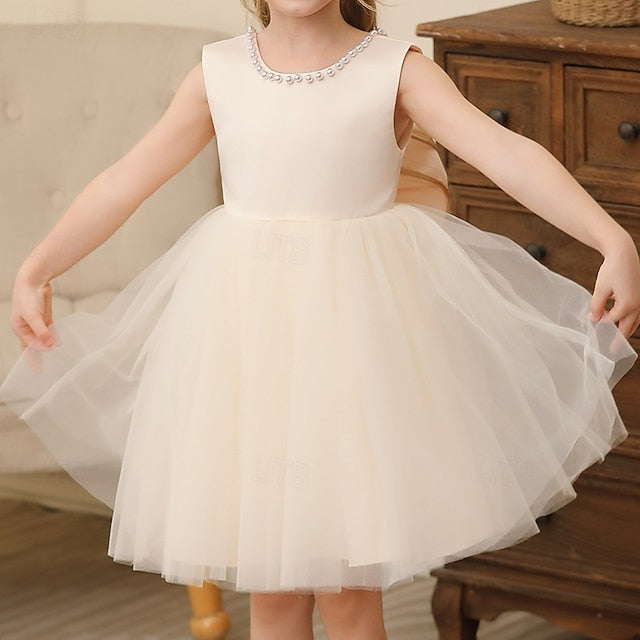 Solid Color Dress Wedding Girls' Kids Party Sleeveless FashionChic