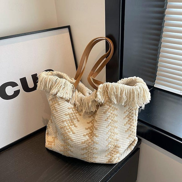 PU Hobo Boho Women's Tote Shoulder Bohemia Bag Canvas FashionChic