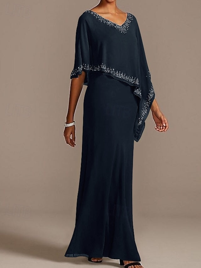 of V Dress Guest Sheath Elegant Mother the Neck Bride Wedding FashionChic
