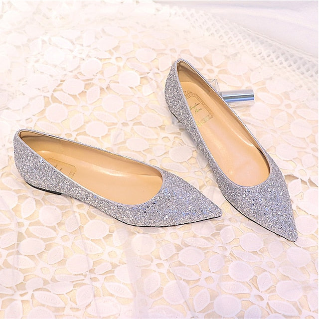 Pink Pointed Comfortable Flat Toe – Glitter Women's Shoes FashionChic