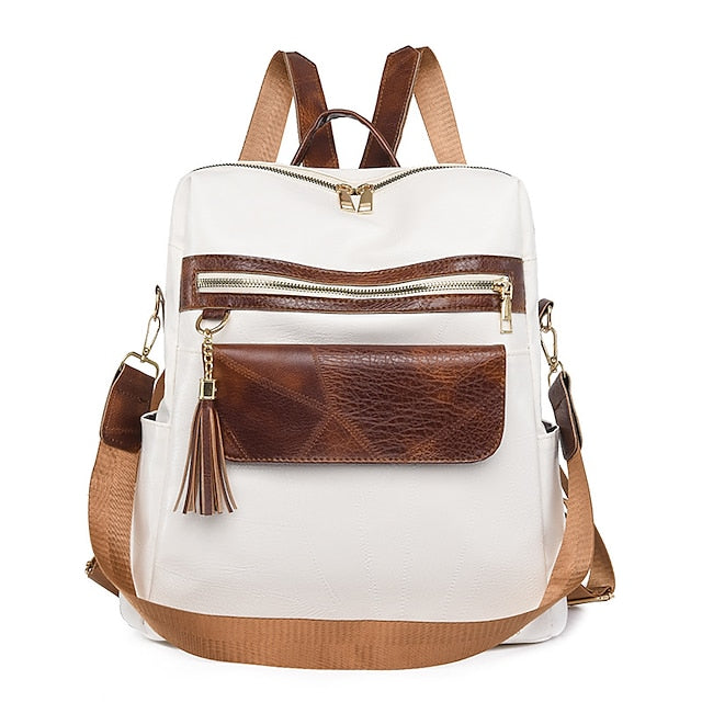 and Vintage Backpack Leather Tassel Purse with Women's Faux FashionChic