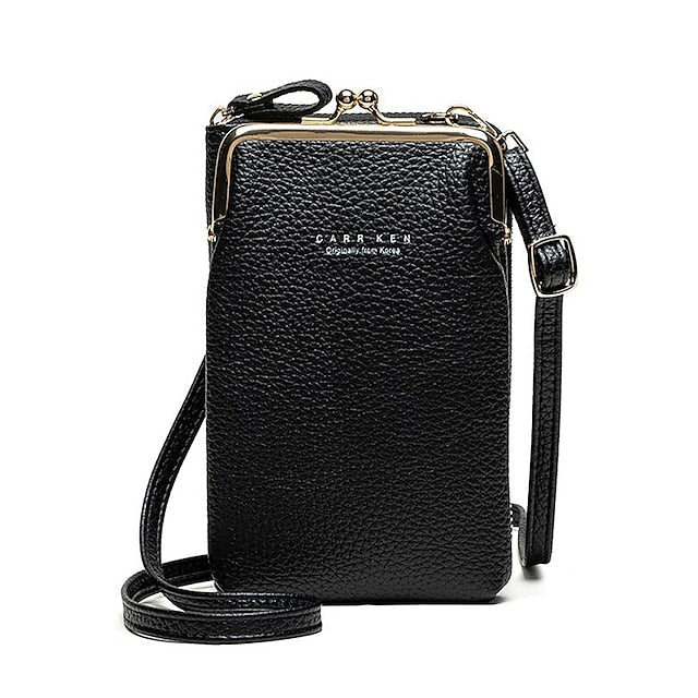 Bag Gold Women's Faux with Frame Leather Black Crossbody FashionChic
