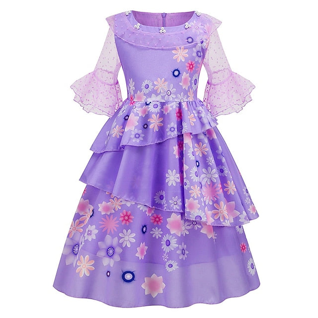 Isabela Girl Madrigal Encanto Flower Dress Fairytale Princess FashionChic