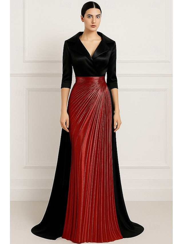Gold A-Line Evening Wedding Elegant Dress Gown Formal Black FashionChic