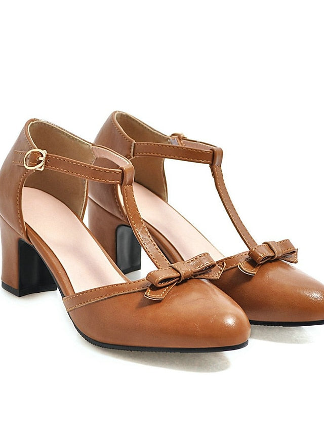 Retro Shoes Chunky 1950s Vintage Heels heels Roaring T-strap 20s FashionChic
