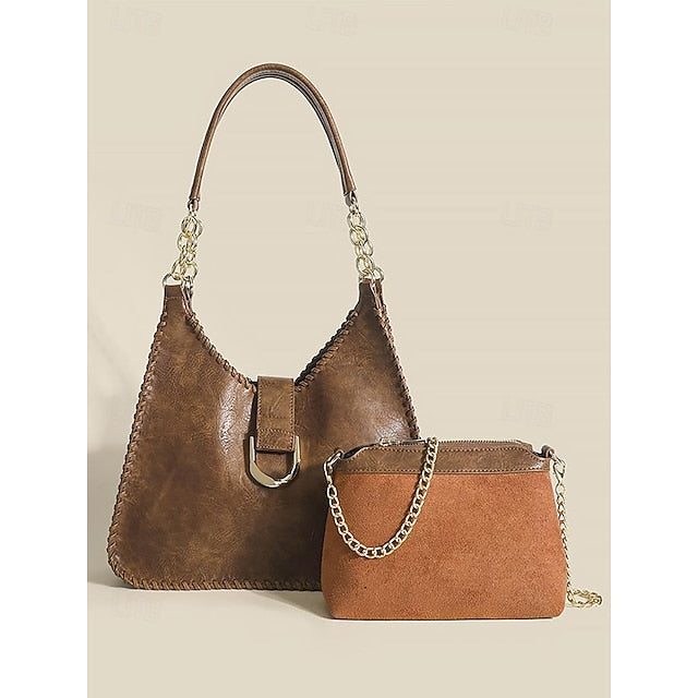 Hobo Bag with Chain – Leather Strap Vintage Women's Large FashionChic