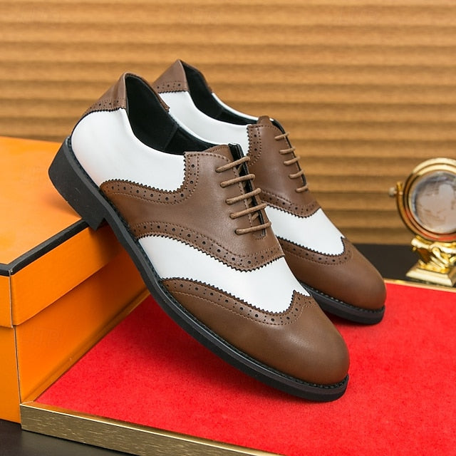 White Brogue and Shoes Oxford in Wingtip Men's Two-Tone FashionChic