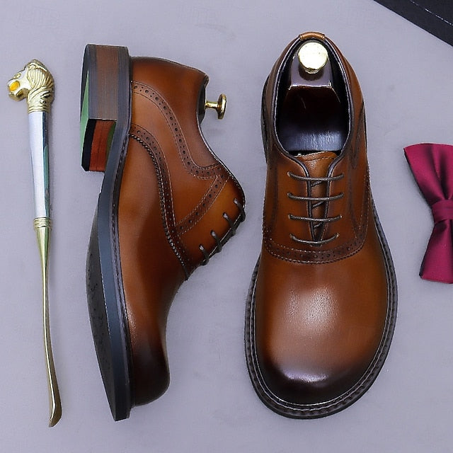 Shoes- Layer First Dress Genuine Oxford Men's Leather FashionChic